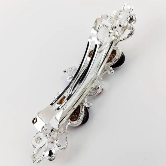 LARGE FILIGREE BARRETE in Brown Shades - Picture 3 of 4